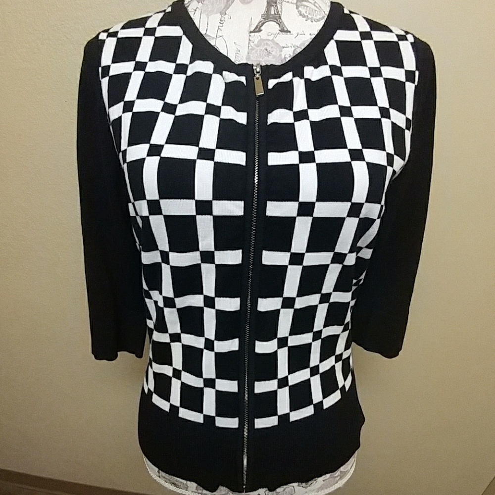 Price your price please WHBM CHECKER ZIPPER SWEATER
